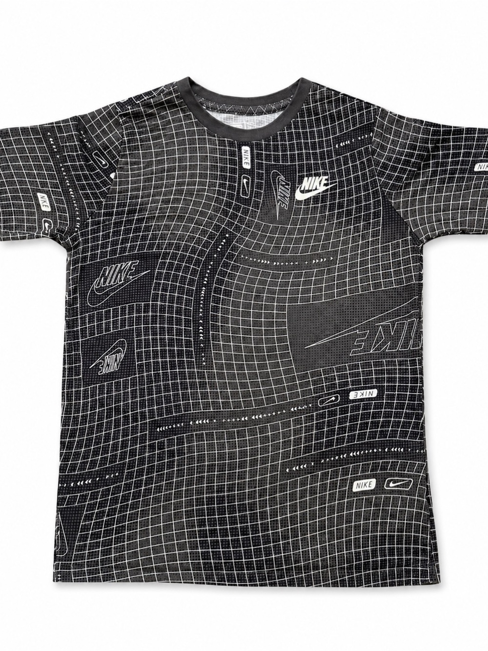 Nike Youth XL Graphic Tee Black Gray All Over Print